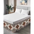 thumbnail image 4 of Brown Gray Boho Wrap Around Bed Skirts for King Bed 16" Drop,Bed Skirt with Adjustable Elastic Belt Dust Ruffle Bed Valance for Bedroom Hotel Southwestern Ethnic Abstract Geometric Bed Frame Cover, 4 of 7