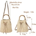 thumbnail image 3 of CAILDANL Women Beach Bag Summer Straw Woven Shoulder Bag Crossbody Bucket Handbags Handmade Hobo Purse Bamboo Handle, 3 of 7