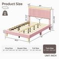 thumbnail image 3 of Bestier Twin Platform Bed with Adjustable Storage Headboard Shelf, LED Corduroy Upholstered Bed Frame, Pink, 3 of 10