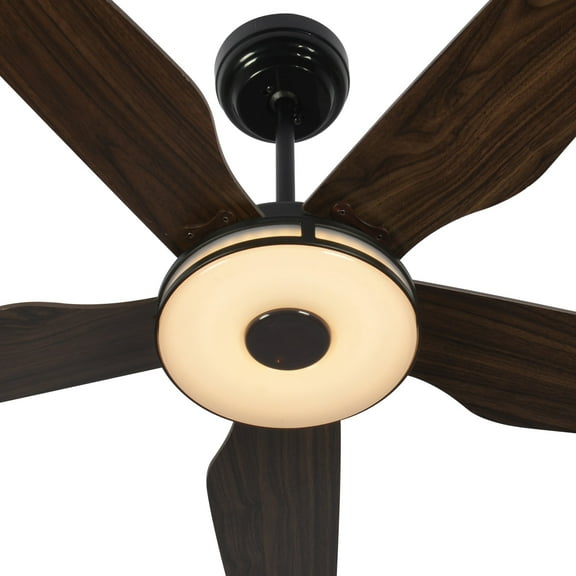 CARRO Stellan 52-inch Indoor/Outdoor Smart Ceiling Fan, Dimmable LED Light Kit & Remote, Works with Alexa/Google Home/Siri Black/DarkBrown