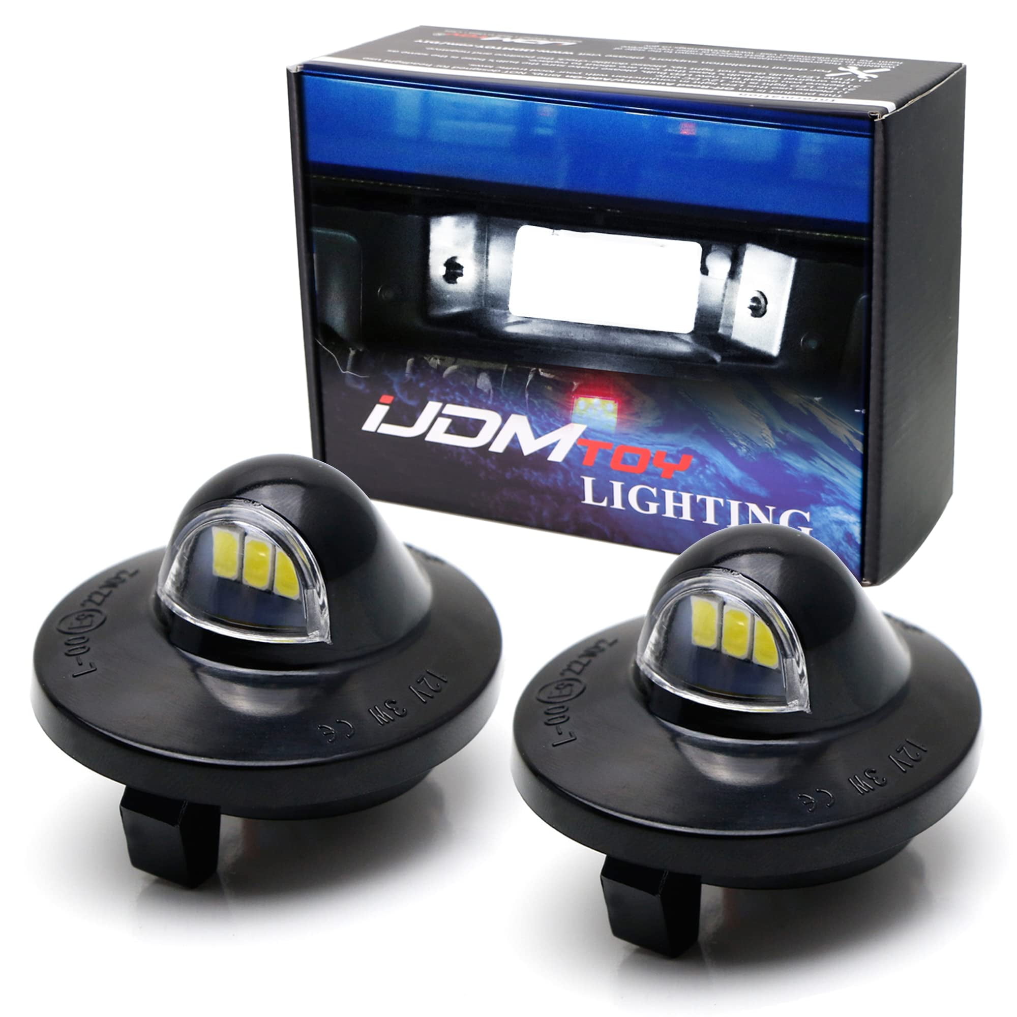 iJDMTOY OEM-Fit 3W Full LED License Plate Light Assembly Kit Compatible With Ford F150 Ranger Raptor Explorer Sport Trac, Powered by 3pcs Xenon White LED Diodes