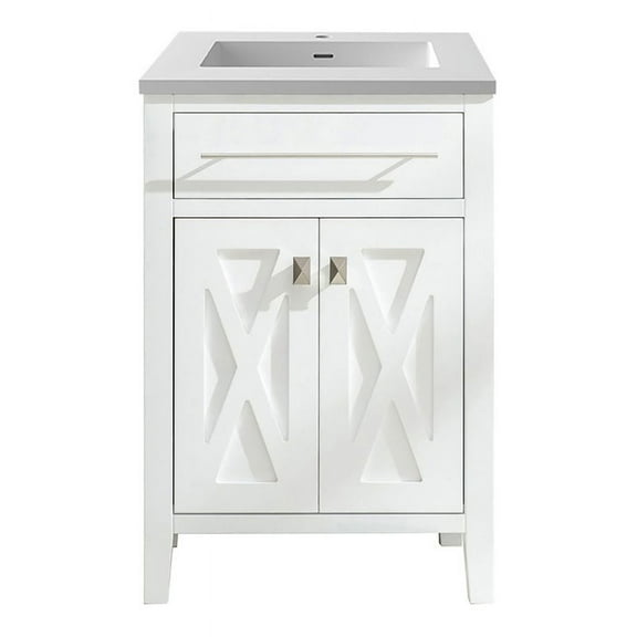 Laviva Wimbledon 24" Wood Cabinet with VIVA Stone Countertop in Matte White