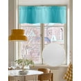 thumbnail image 4 of Turquoise Ombre Kitchen Valances for Windows Farmhouse Linen Window Valance Curtain for Living Room Window Treatment Modern Abstract Art Valance Rod Pocket Topper Drape, 42 x 12 Inch, 4 of 6