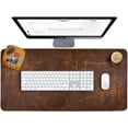 thumbnail image 1 of Qucyy Leather Desk Pad (Real) Leather Desk Mat Set (32x16) Large Desk Cover Desk Blotter Desk Protector Computer Mat for Keyboard Gaming Mouse Pad Table Laptop Office Desktop Accessories, 1 of 5