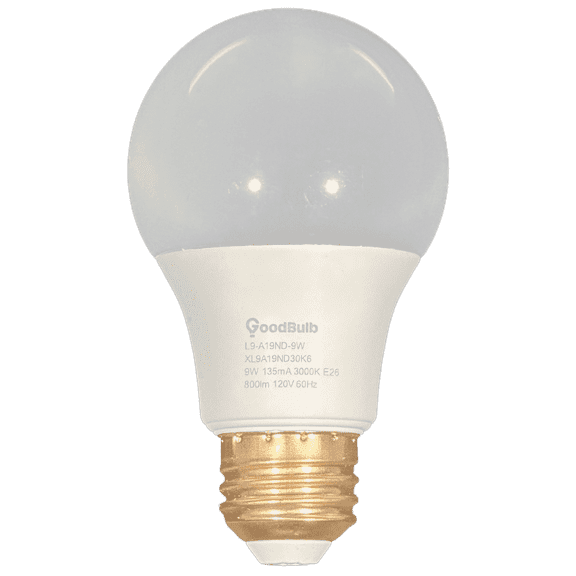GoodBulb 60 Watt Replacement Led - 9 Watt Rough Service Led A19 - 3000K Warm white Led - 800 Lumens & Non Dimmable Rough Service Led - 5 Year Warranty (Pack of 6)