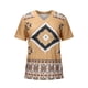 thumbnail image 4 of Camiseta casual para mujer Retro Folk-custom Impreso con cuello en V Manga corta Jersey Blusa Tops Fridja bn4747, 4 of 8