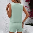 thumbnail image 3 of Wdfiry Two Piece Outfits Women,Women Fashion Casual Summer Solid Color Sleeveless O-Neck Tank Top And Shorts Set Loungewear, 3 of 3