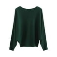 thumbnail image 2 of Dyfzdhu Sweaters for Women Trendy Loose Batwing Long Sleeve Knit Pullover Sweater Fall Winter Green, 2 of 3