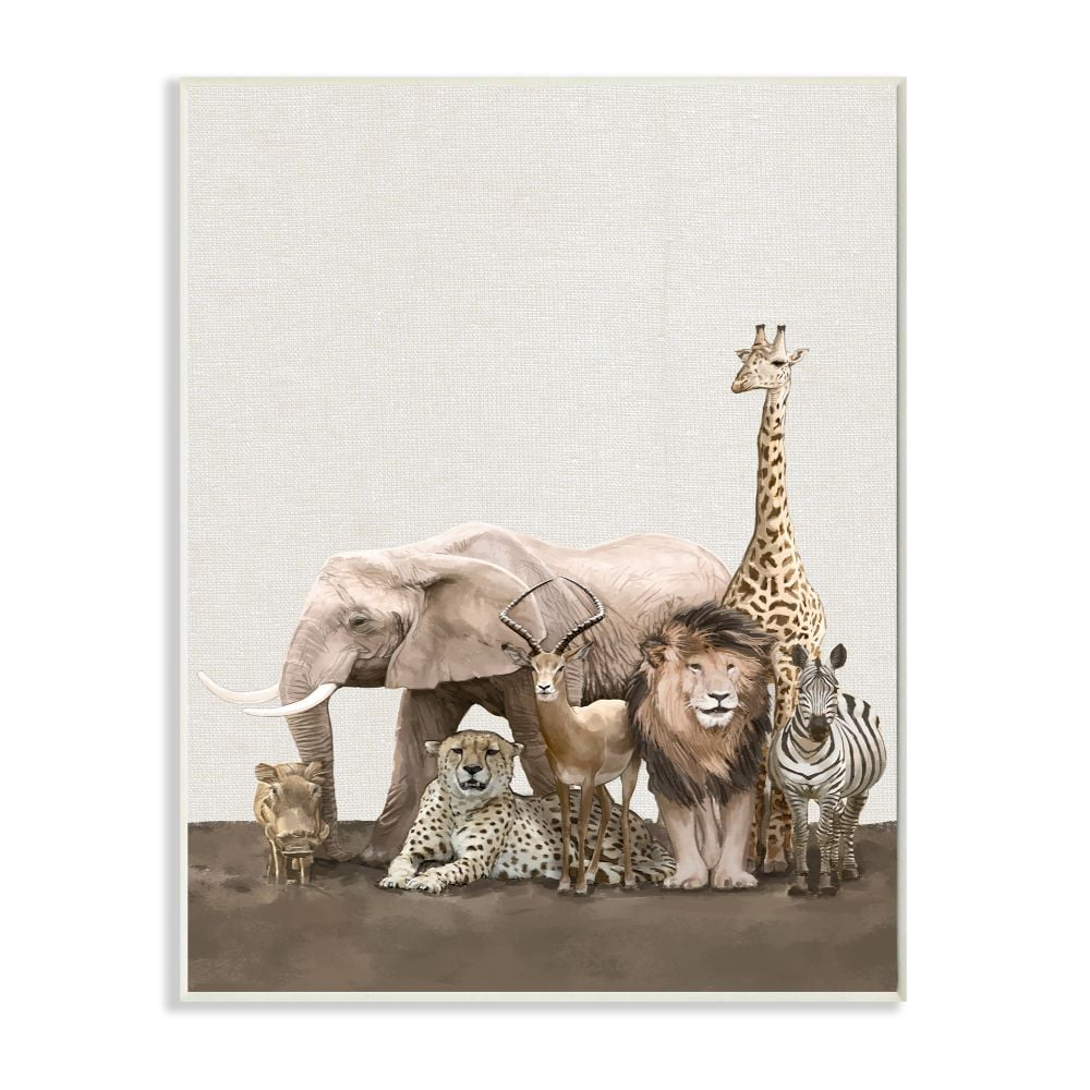 Animal Canvas & Paint Art Set cow elephant giraffe dog cat lion mouse children 
