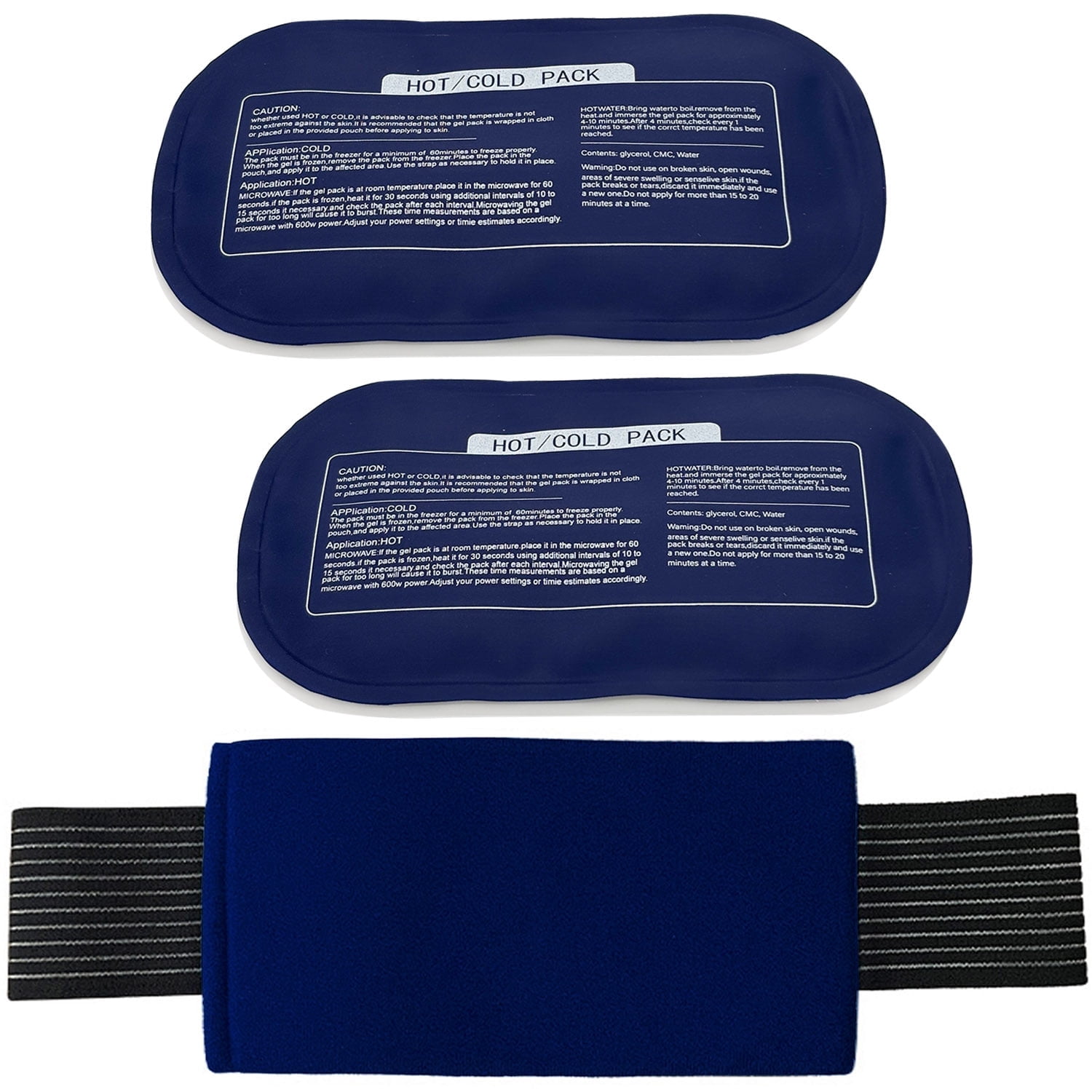 Lyntimo Ice Packs for Injuries Reusable, Flexible Gel Hot & Cold Pack Wraps Adjustable for Knees, Shoulders, Back, Arms and Legs, 3-Piece Set, Small