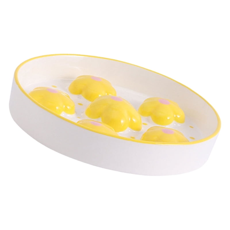 Yiran Hand-Painted Cat Anti-Choking Slow Feeder Bowl, Yellow