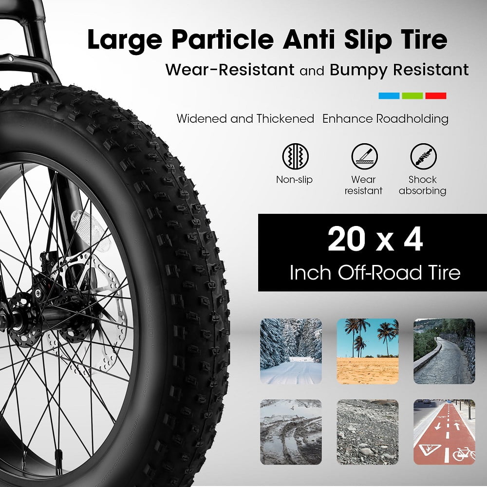 YDSM  20 Inch Mountain Bike High Carbon Steel Frame, Disc Brakes, Durable Wide Tires, Front Suspension, 7-Speed, Ideal for Snow and Off-Road Riding