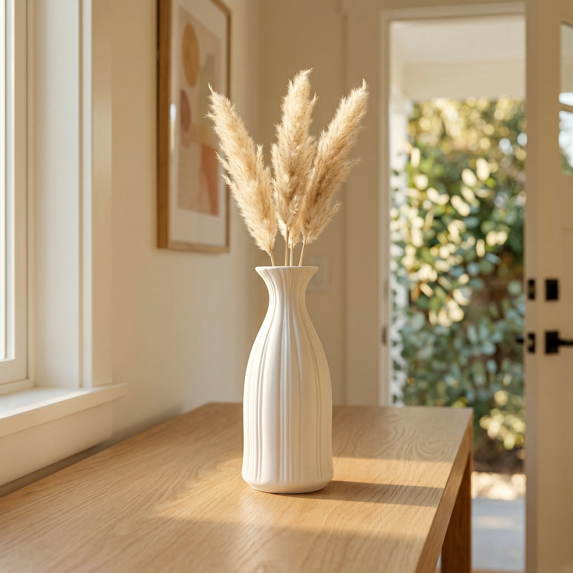 Unique Bargains Slim Ceramic Bud Decorative Vases for Desktop White 2.4"L x 2.4"W x 7.1"H