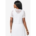 thumbnail image 2 of Jessica London Women's Plus Size V-Neck Short Sleeve Open Front Button Up Crochet Shrug, 2 of 6