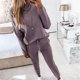thumbnail image 1 of ICHUANYI Clearance Women's Fashion High Collar Casual Set Casual Top And Pants Two-piece Sportswear(Purple, XL) ICHUANYI WER2023081514491, 1 of 6