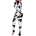 thumbnail image 1 of Fashnice Combinaison pour Femmes Col en V Pyjama Moulant à Rabat Boutonné Confortable pour les Vacances Noir Vache TG, 1 of 2