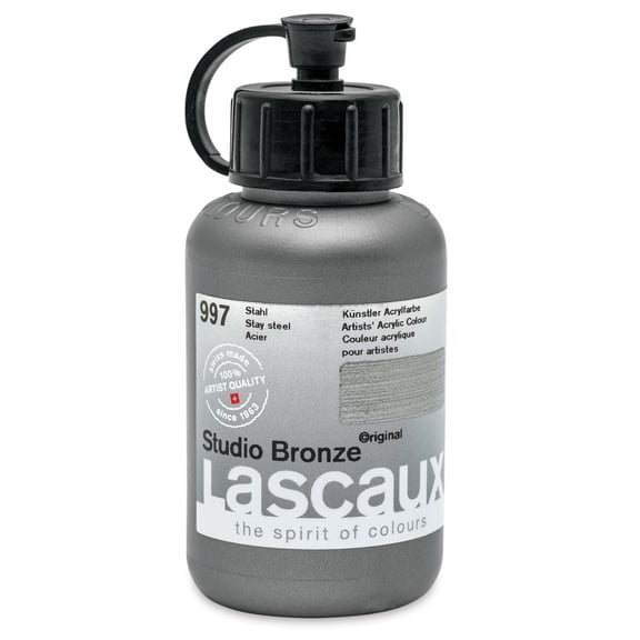 Lascaux Studio Bronze Acrylics - Stainless Steel, 85 ml bottle
