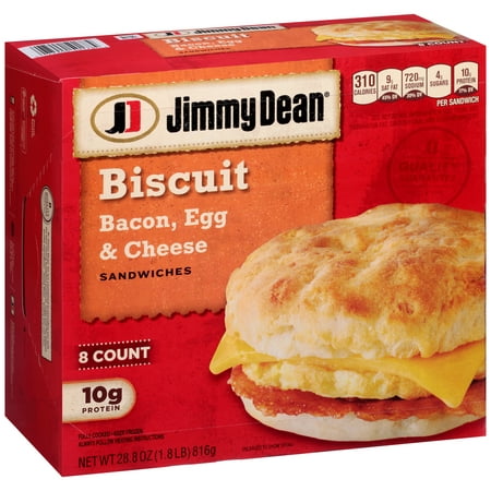Jimmy Dean Bacon, Egg & Cheese Biscuit Sandwiches 8 ct Box - Walmart.com