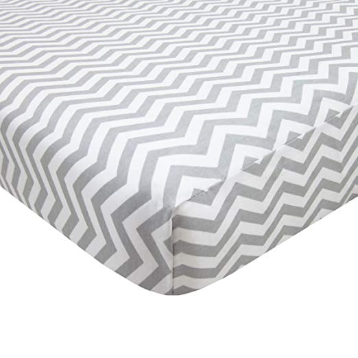 Tl Care 100 Cotton Fitted Mini Crib Sheets Grey Chevron