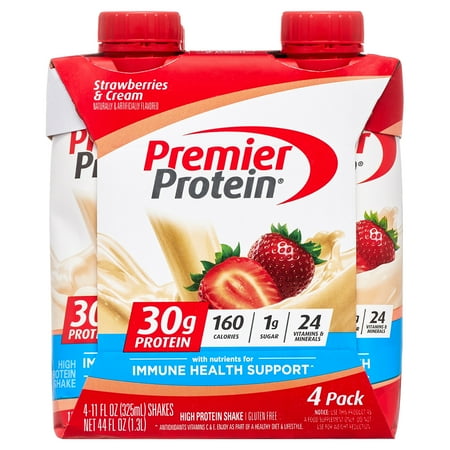 Premier Protein Shake, Strawberries & Cream, 30g Protein, 11 Fl Oz, 4 Ct