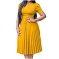 thumbnail image 2 of Zorckvet Summer Dresses for Women Pleated Tunic Plus Size Short Sleeve Fashion Crewneck Womens Dress, 2 of 3