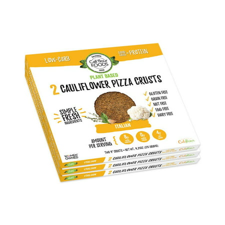 Cali'flour Foods Gluten Free, Low Carb Cauliflower Plant Based Vegan Pizza Crusts - 3 Boxes - (6 Total Crusts, 2 Per (Best Vegan Pizza Dough)