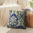 thumbnail image 4 of LALILO Throw Pillow Covers Golden Damask Royal Blue Damask Modern Cushion Cover 18" x 18", 2 Pack, 4 of 6