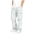 thumbnail image 5 of ATOGUTA Cargo Sweatpants for Boys Wide Leg School Uniform Pants Kids Elastic Waist Flowy Summer Beach Lounge Trousers with Pockets Size 7-16, Gray, 5 of 7