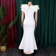 thumbnail image 4 of AURA Women's Off Shoulder Mermaid Maxi Dress Solid Color Pleated High Waist S-XXXL, 4 of 6