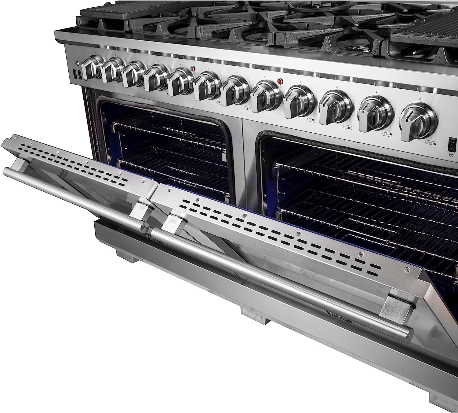 Forno Capriasca 60-Inch Freestanding Gas Range, 10 Burners, True Convection Oven