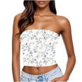 thumbnail image 2 of Zedker Women's Floral Tube Tops Ruffled Strapless Bandeau Sleeveless Loose Holiday Style Multicolor Plus XXL, 2 of 7