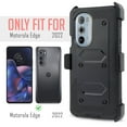 thumbnail image 3 of For Morotola Edge 2022 Heavy Duty Rugged Shockproof Full Body Protection Case With 360 Swivel Kicktand Holster Belt Clip And Built in Screen Protector Phone Cover Case - Bright Black, 3 of 9