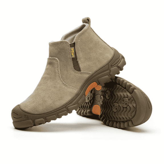 CHICVOMEY Work Boots for Men Slip on Welding Boots Indestructible Steel Toe Shoes Safety Shoes Comfortable Working Shoes Anti Smashing Construction Shoes