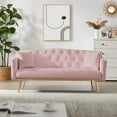 thumbnail image 1 of Resenkos Sofa Bed Convertible Sofa Sleeper 61.5" Sofa for Bedroom Fabric Compact Living Space Couch for Apartment and Room, Pink, 1 of 10