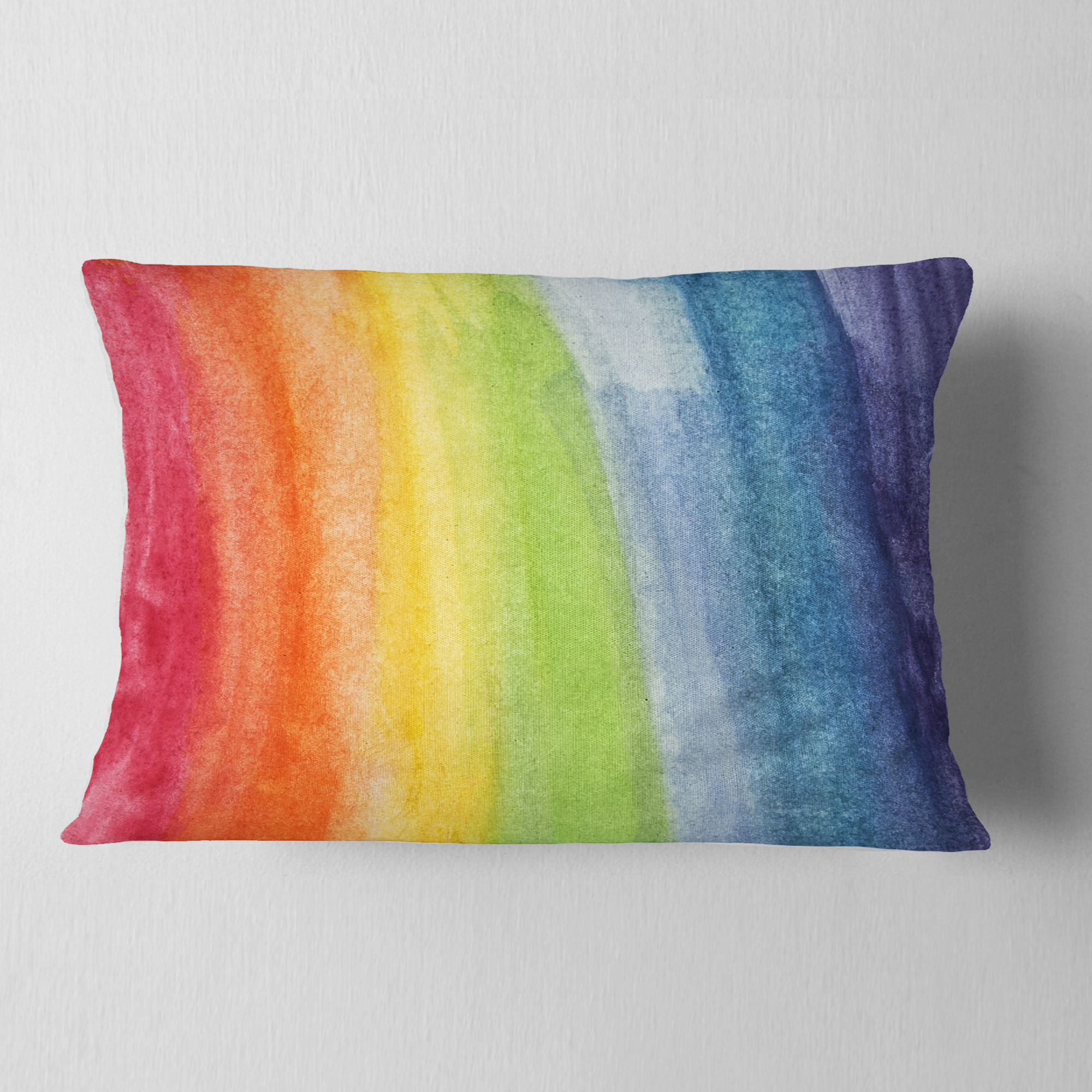 Designart Flowing Rainbow Colors - Abstract Throw Pillow - 12x20