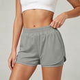 thumbnail image 6 of XIAOCHA Womens Solid Athletic Shorts Smocked High Waist Side Split Pocket Gym Bermudas, 6 of 8