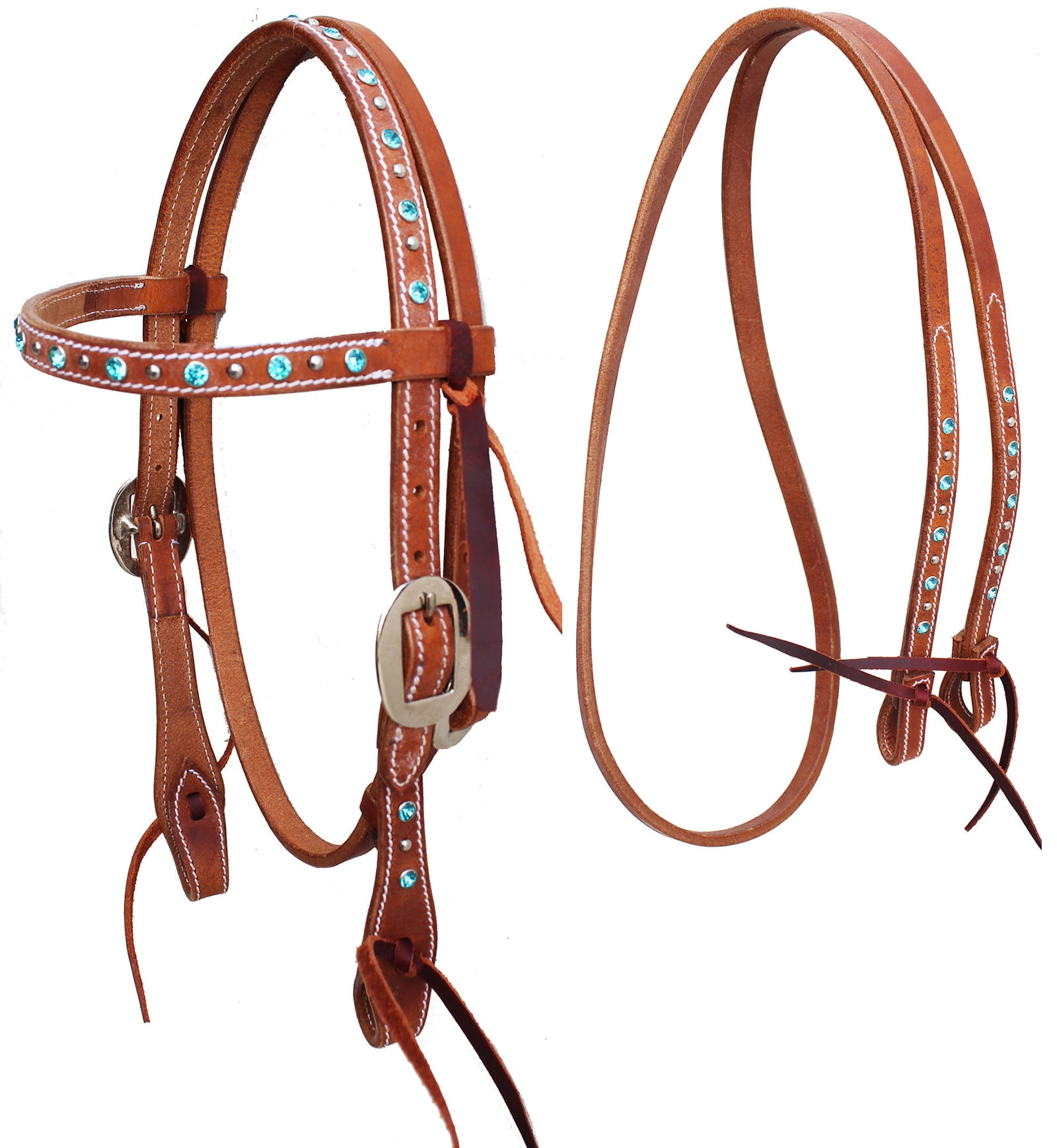 Horse Western Leather Pony AMISH Tack Headstall Bridle Reins Turquoise 78180TR 