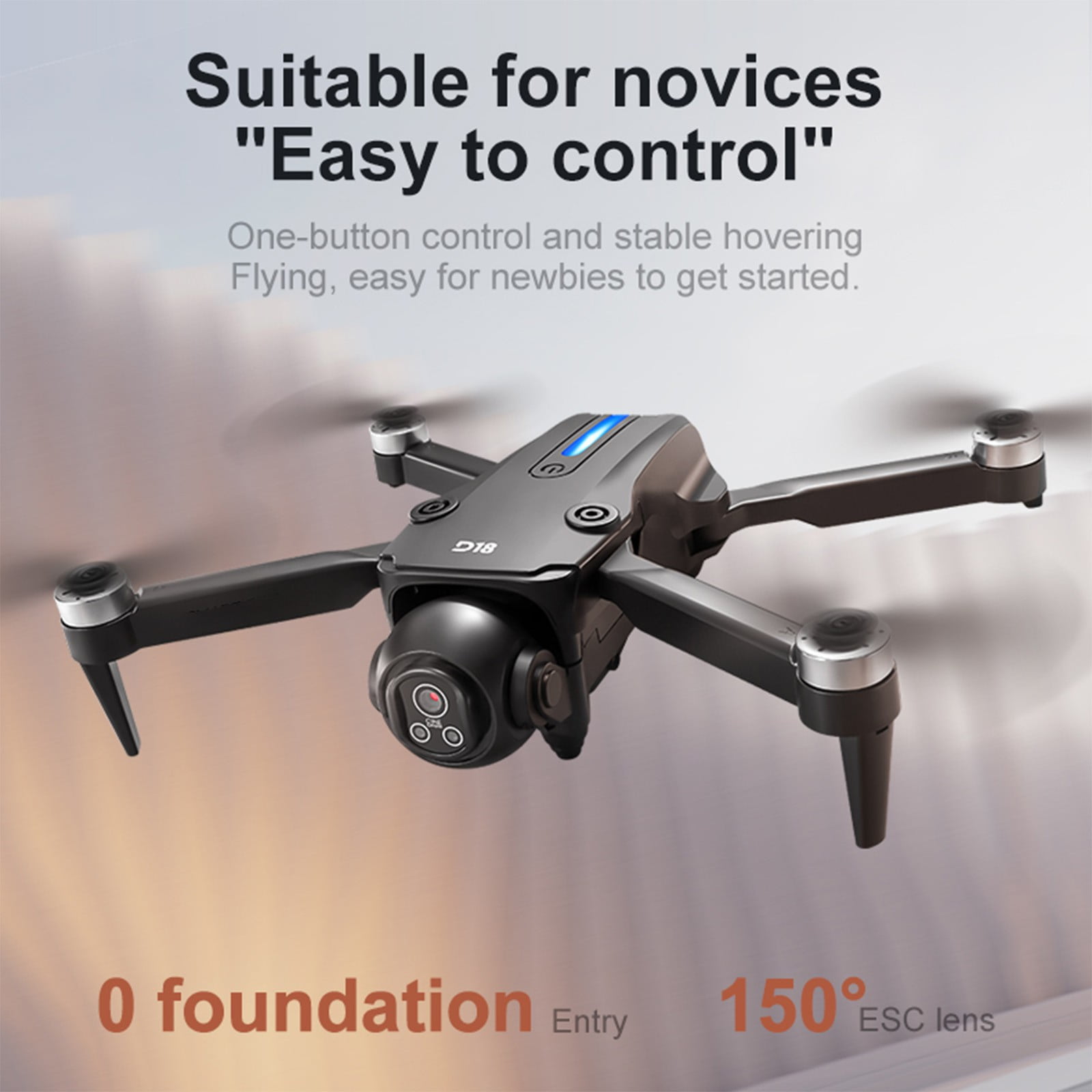Drone with 150° ESC Dual Camera, 2.4G RC Quadcopte, One Click Takeoff And Landing, 360°stunt roll, Remote Control Toys Gifts for Boys