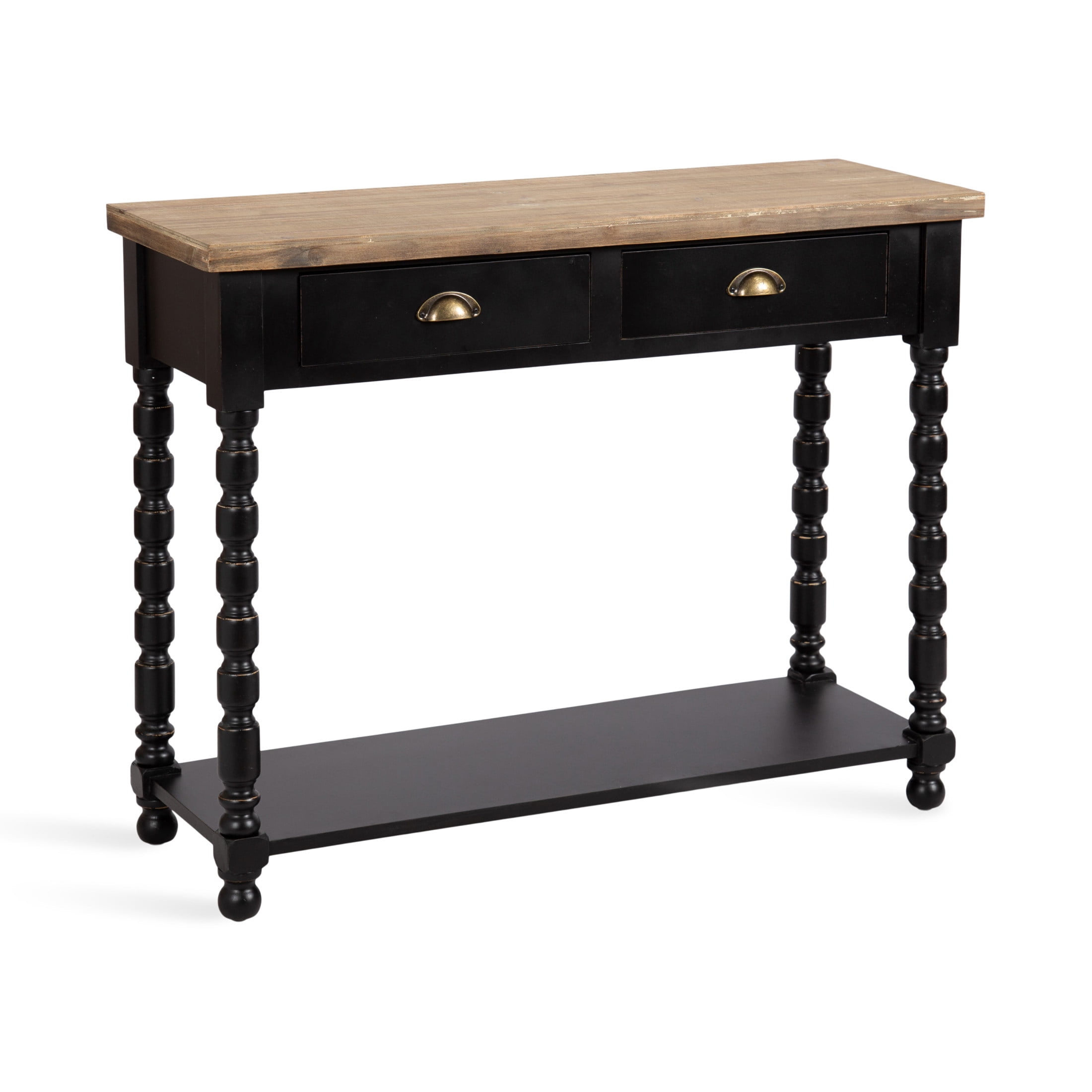 Kate and Laurel Rutledge Vintage Wooden Console Table with Shelf, 40 x 14 x 33, Hazelnut and Black, Traditional Wood Entryway Table with Drawers and Decorative Turned Legs for Entry Storage Options