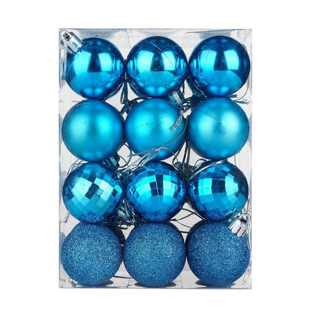 PENGXIANG 24 Pcs/Set 4cm Christmas Tree Ornament Increase Atmosphere Decorative Scene Layout Lightweight with Rope Christmas Tree Decoration Shiny Reflective Classic Balls for Christmas