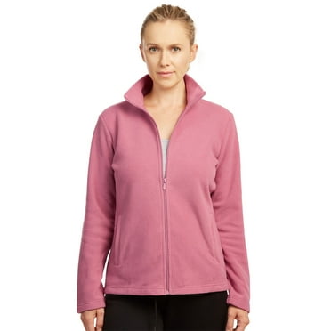 Sofra Women's Polar Fleece Full Zip Up Winter Jacket - Pink - Small