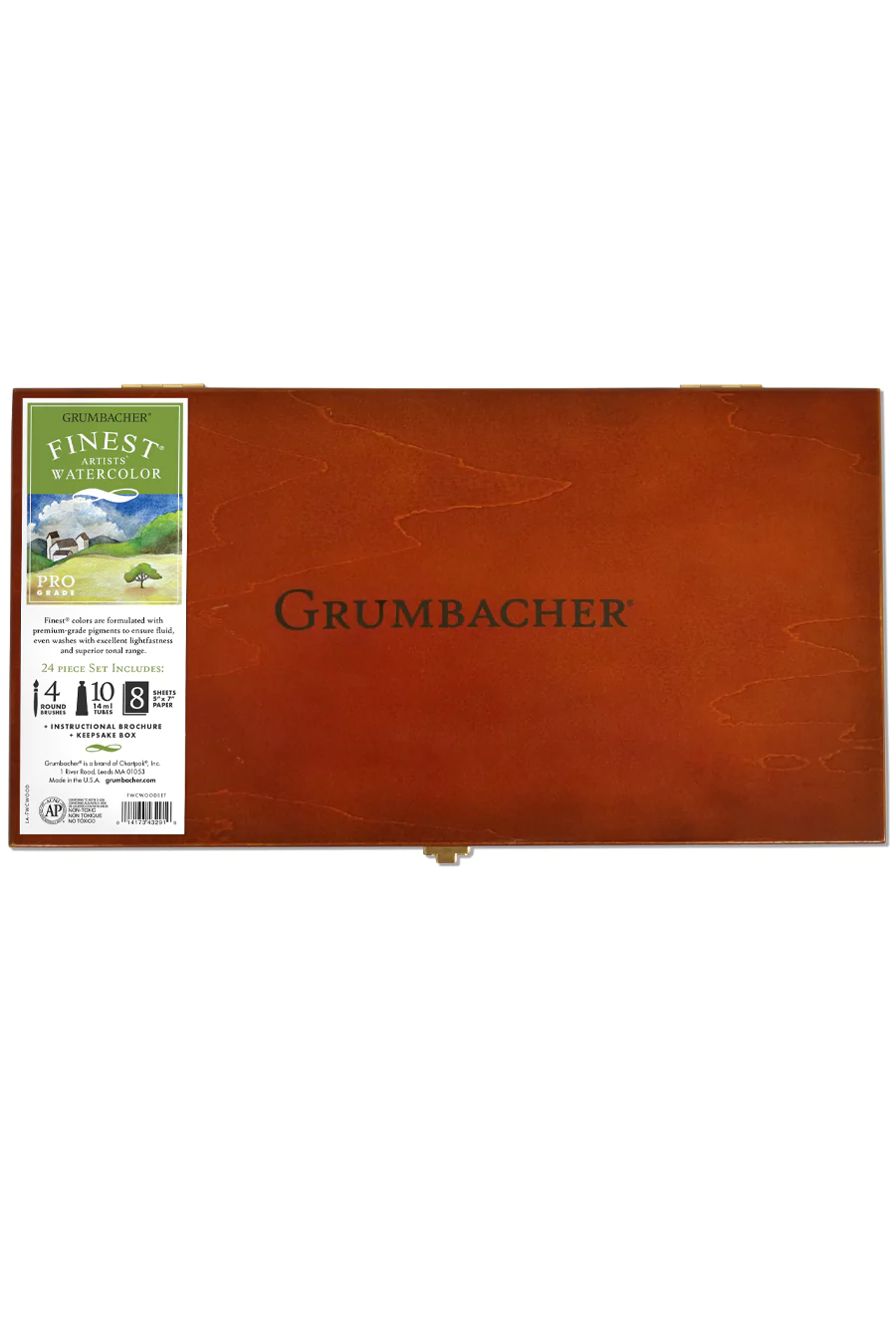 Grumbacher Professional Finest Watercolor Paint 24-Piece Set in Wooden Case
