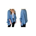 thumbnail image 3 of Women'S Ruffle Denim Jacket Shawl Loose Fit Cloak Coat Jacket Washed Destroyed Denim Jackets Poncho Cape Blue S, 3 of 8