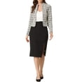 thumbnail image 3 of INSPIRE CHIC Women's Tweed Blazer Stand Collar Cropped Open Front Jacket XL White, 3 of 7