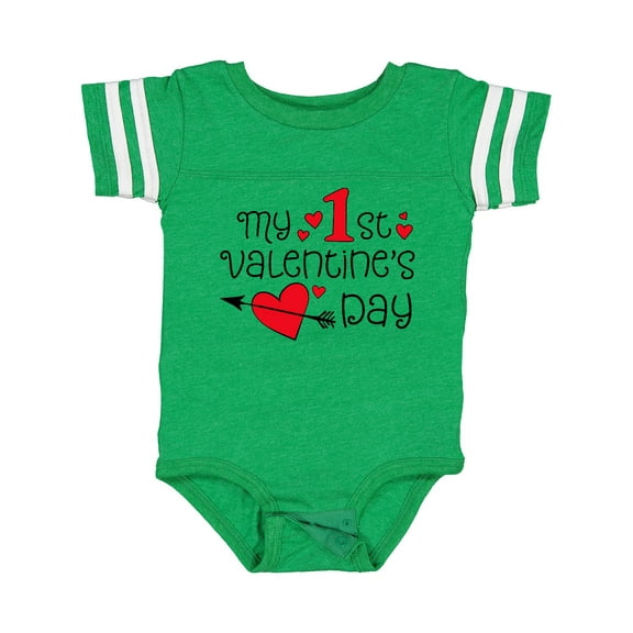 Inktastic My First Valentines Day Red Hearts and Arrow Boys or Girls Baby Bodysuit