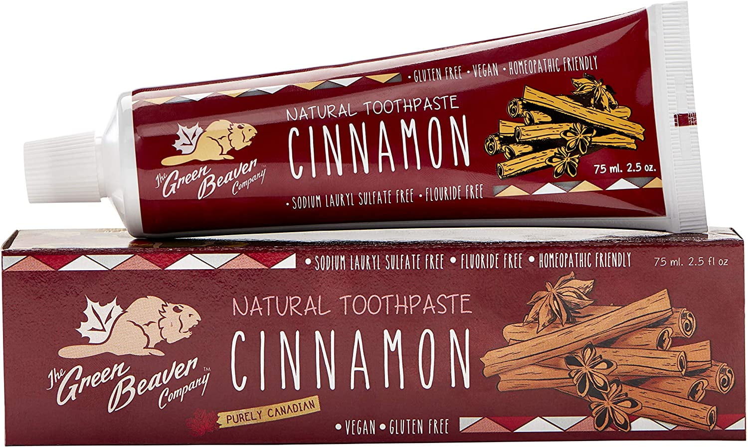 (2 Pack)GREEN BEAVER Cinnamon Toothpaste, 75 ML