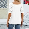 thumbnail image 4 of Trendfront Womens Square Neck Tops Fashion Summer Short Sleeve T-Shirts Casual Trendy Puff Sleeve Ruched Tee Loose Fit Soft Pullover Clothing, 4 of 9