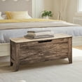thumbnail image 4 of VECELO 43" Storage Ottoman Bench with U-Shaped Cut-Out Pull, Wooden Toy Box Storage Chest with Safety Hinge, Shoe Bench, for Entryway, Living Room, Bedroom, Brown, 4 of 7