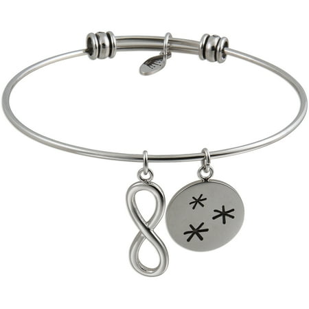 Connections from Hallmark Stainless Steel "Infinite Possibilities" and Infinity Multi-Charm Wire Bangle, 7.75