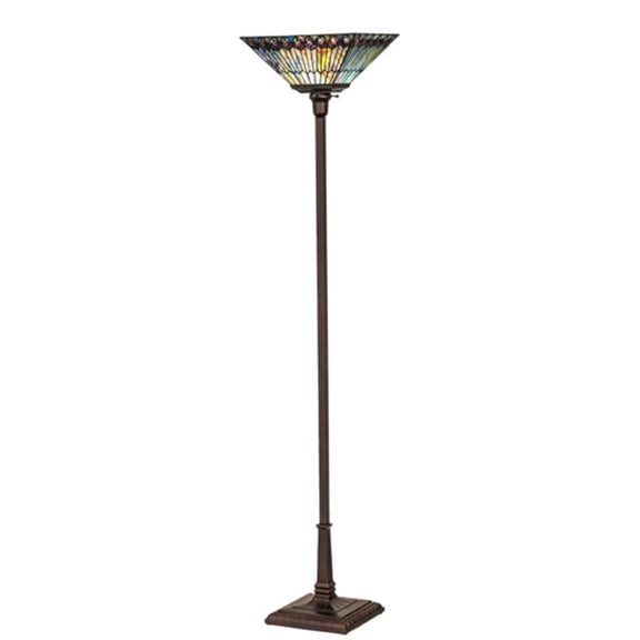 Meyda Tiffany 251412 Tiffany Jeweled Peacock 70" Tall Buffet Floor Lamp - MultiColor